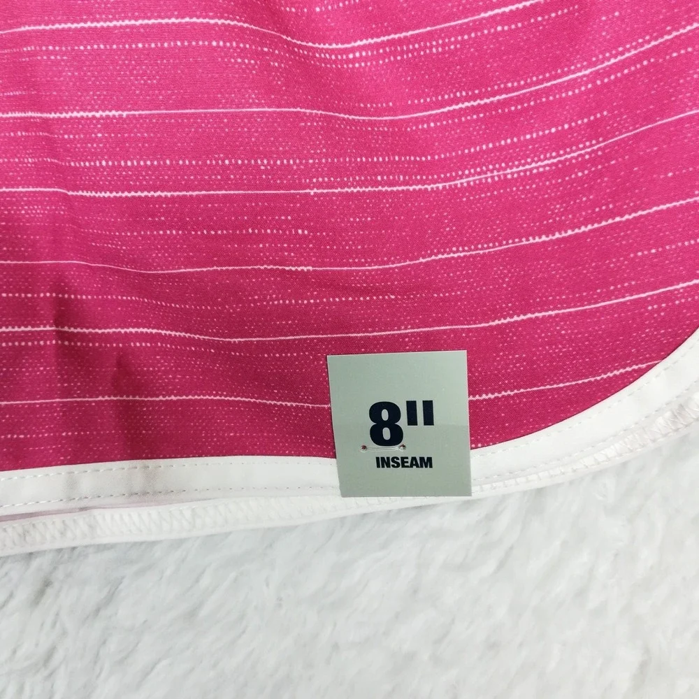 George Mens Swim Trunks Shorts‎ UPF 50+ Dolphin Hem Red Burlap Stripe XL New